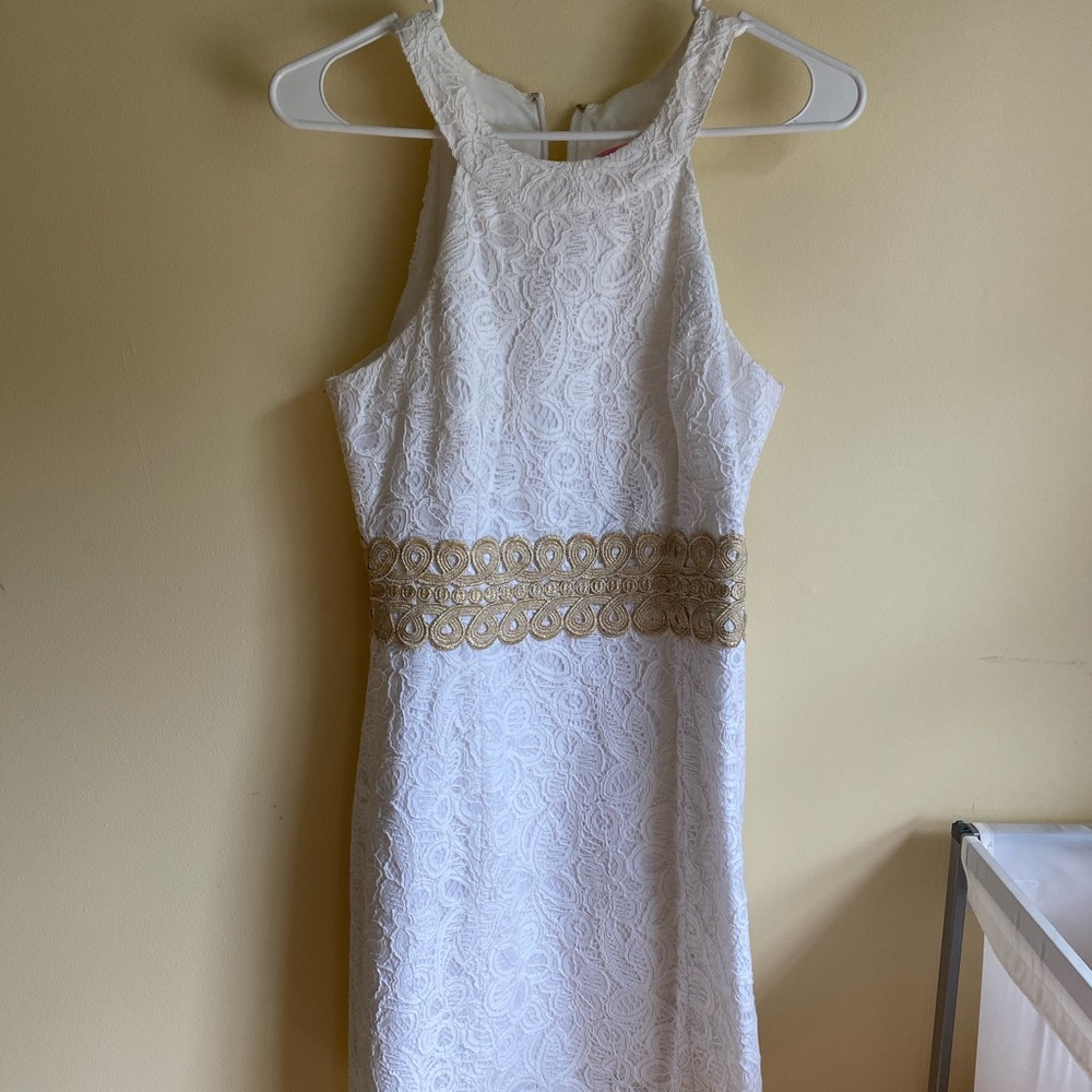 Lilly Pulitzer White & Gold Dress